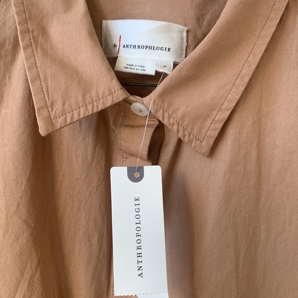 NWT Anthropologie button down side button tunic Medium Tan/Copper - Picture 7 of 12